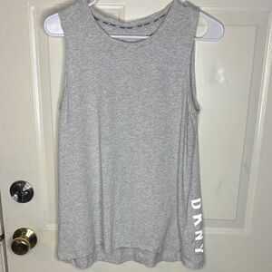 DKNY Light Heather Gray Sleeveless Tank with Side Logo